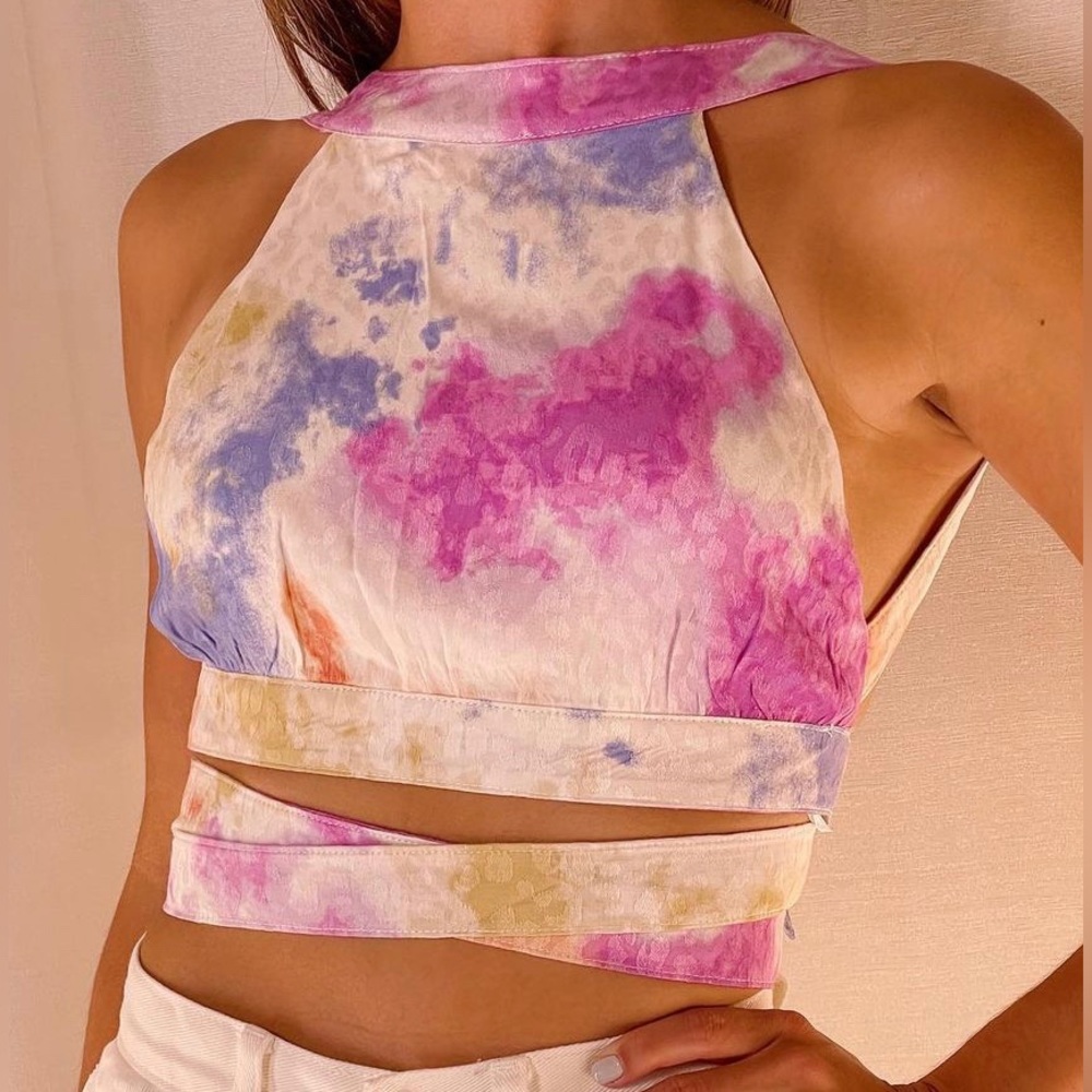Tie Die Back Less Crop Top